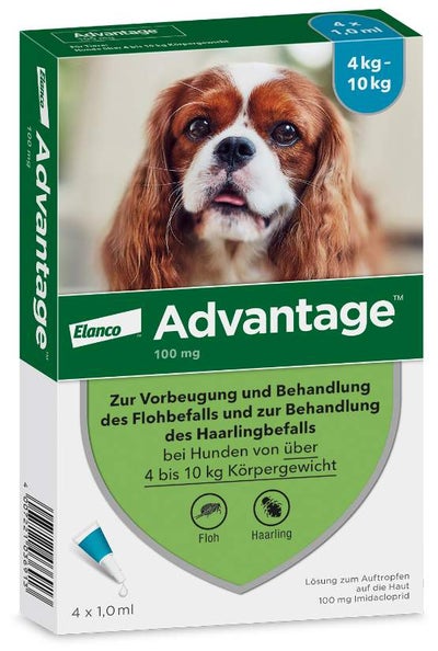 Advantage 100 Lösung für Hunde 4 - 10 kg 4 Einzeldosispipetten