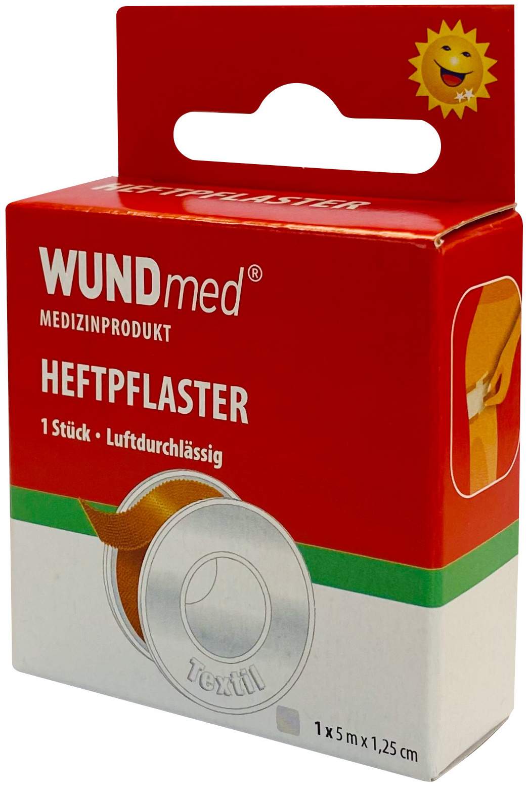 Heftpflaster Textil 5 m x 1,25 cm 1 Rolle