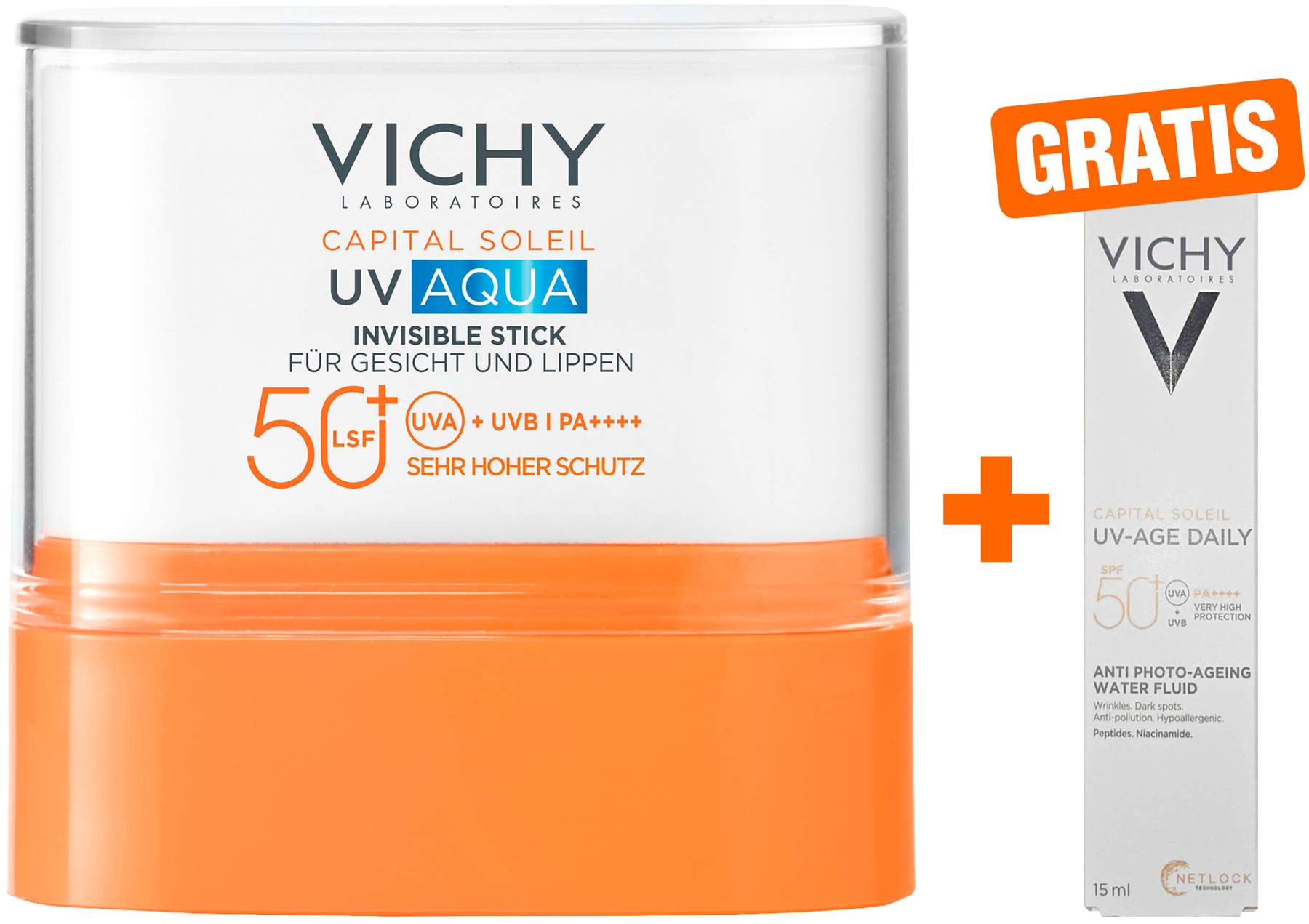 Vichy Capital Soleil UV-Aqua Stick LSF 50+ 9 g + gratis Vichy Capital Soleil UV-Age Daily LSF50+ 15 ml