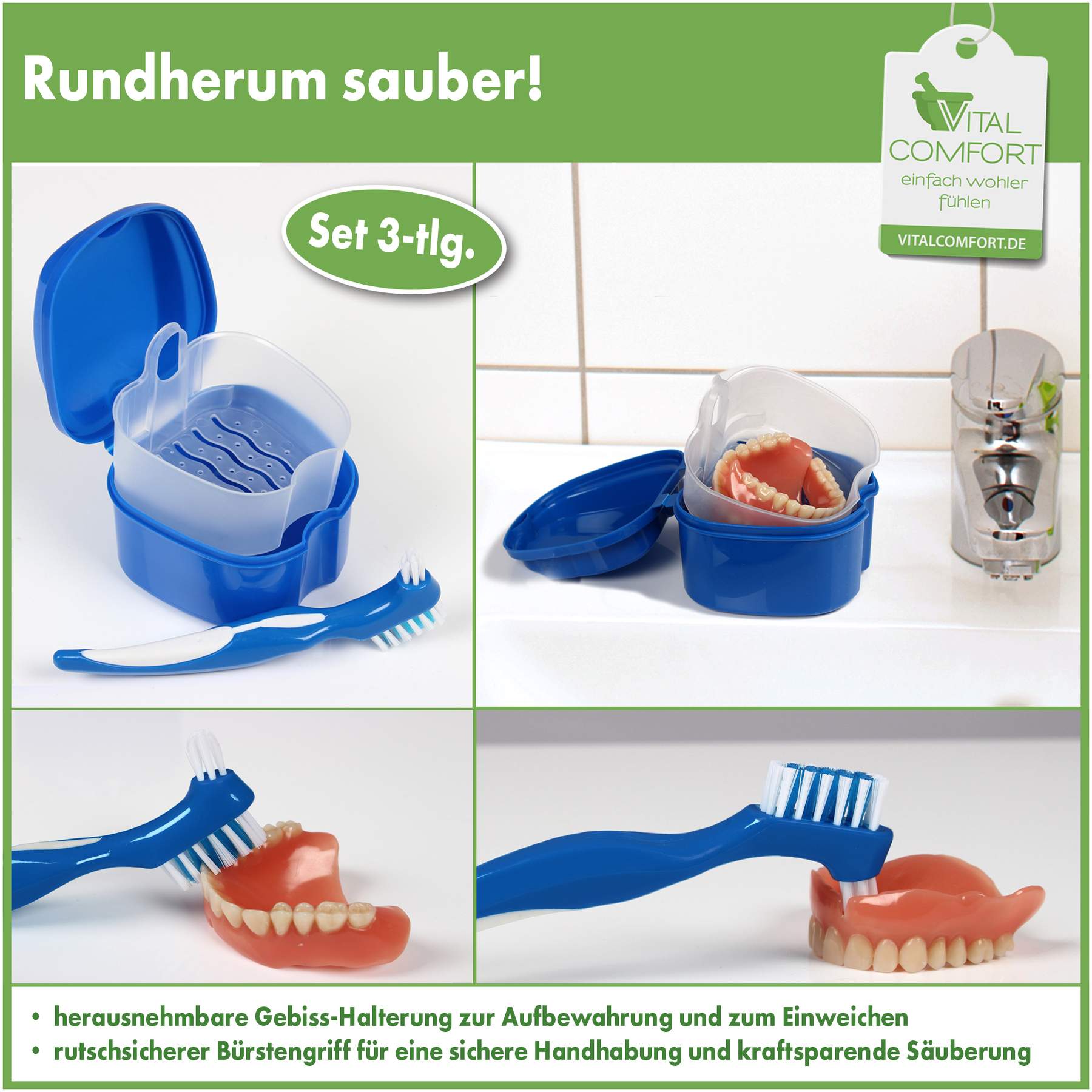 Vital Comfort Prothesen Reinigungs-Set 3-teilig