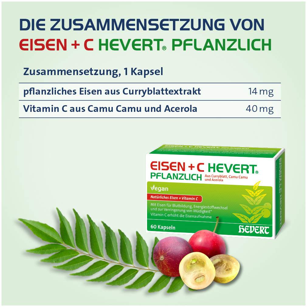 Hevert Eisen + C Pflanzlich 60 Kapseln