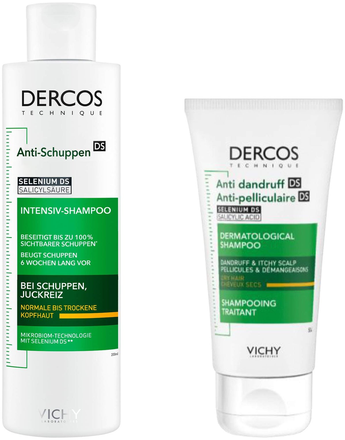 Vichy Dercos Anti-Schuppen Shampoo trockene Kopfhaut Nachfüllpack 390 ml + gratis Vichy Dercos AntiSchuppen Shampoo 50ml