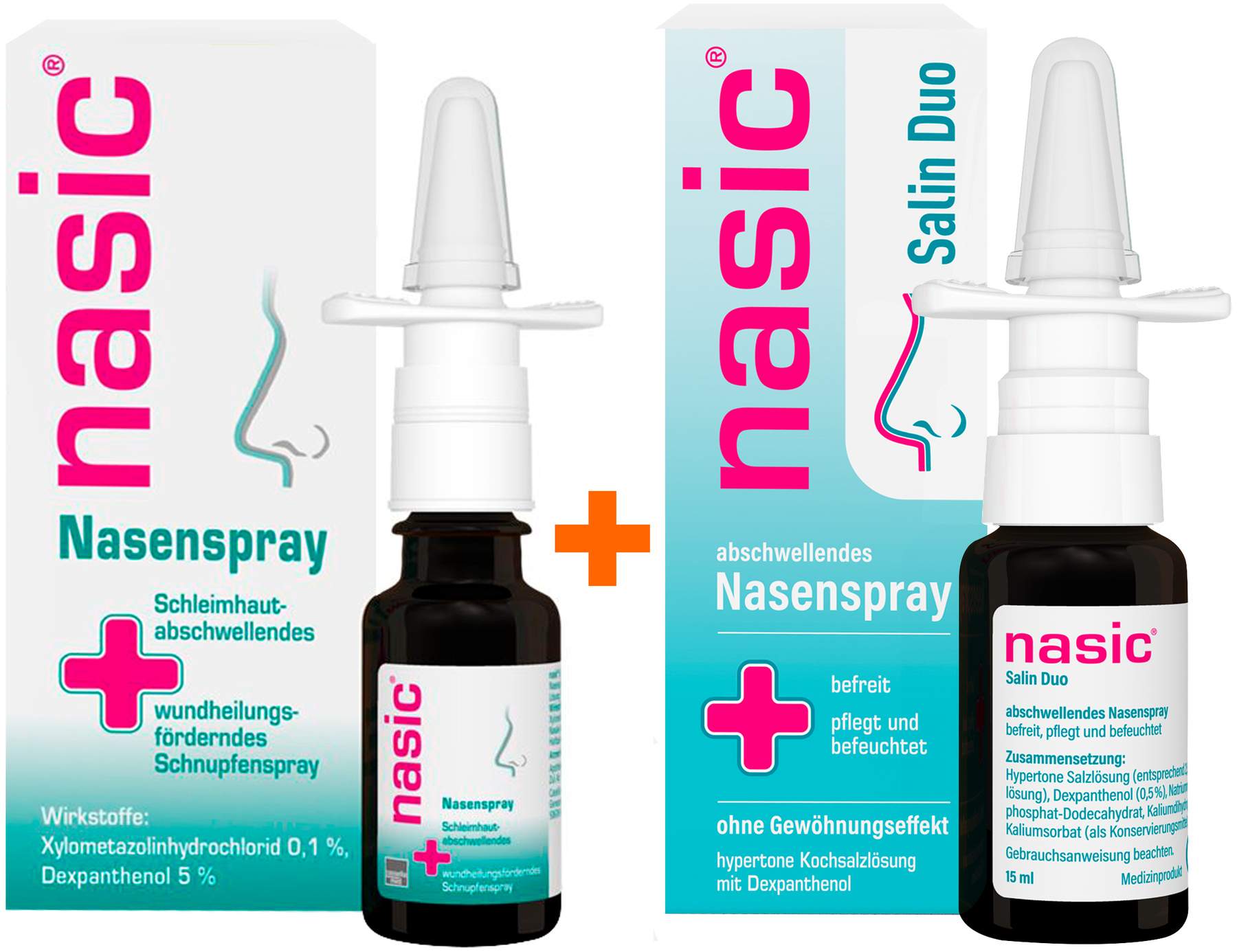 Nasic Nasenspray 15ml + Nasic Salin Duo Nasenspray 15 ml