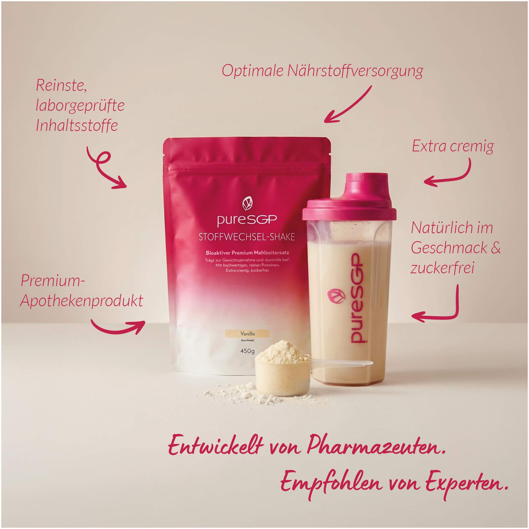 PureSGP Stoffwechsel-Shake Pulver Starter Set 4 Beutel