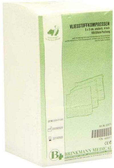 Vliesstoff-Kompressen 5x5cm Unsteril 4f