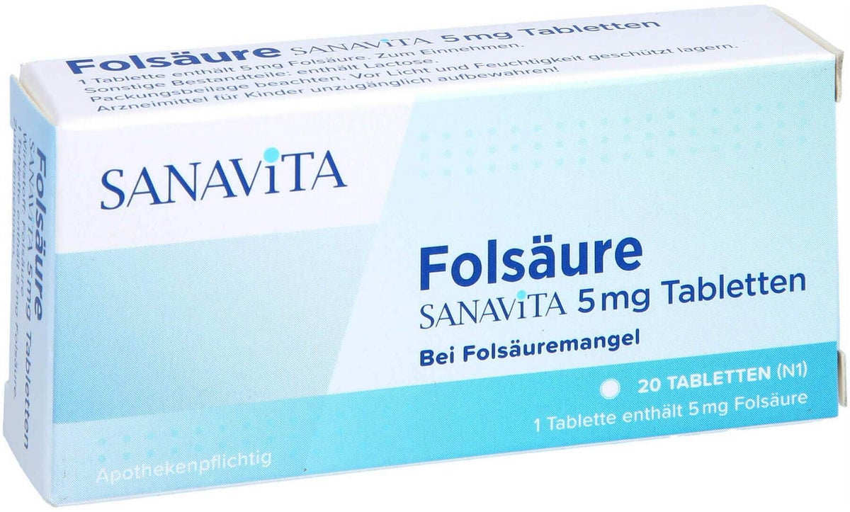Folsäure Sanavita 5 mg 20 Tabletten