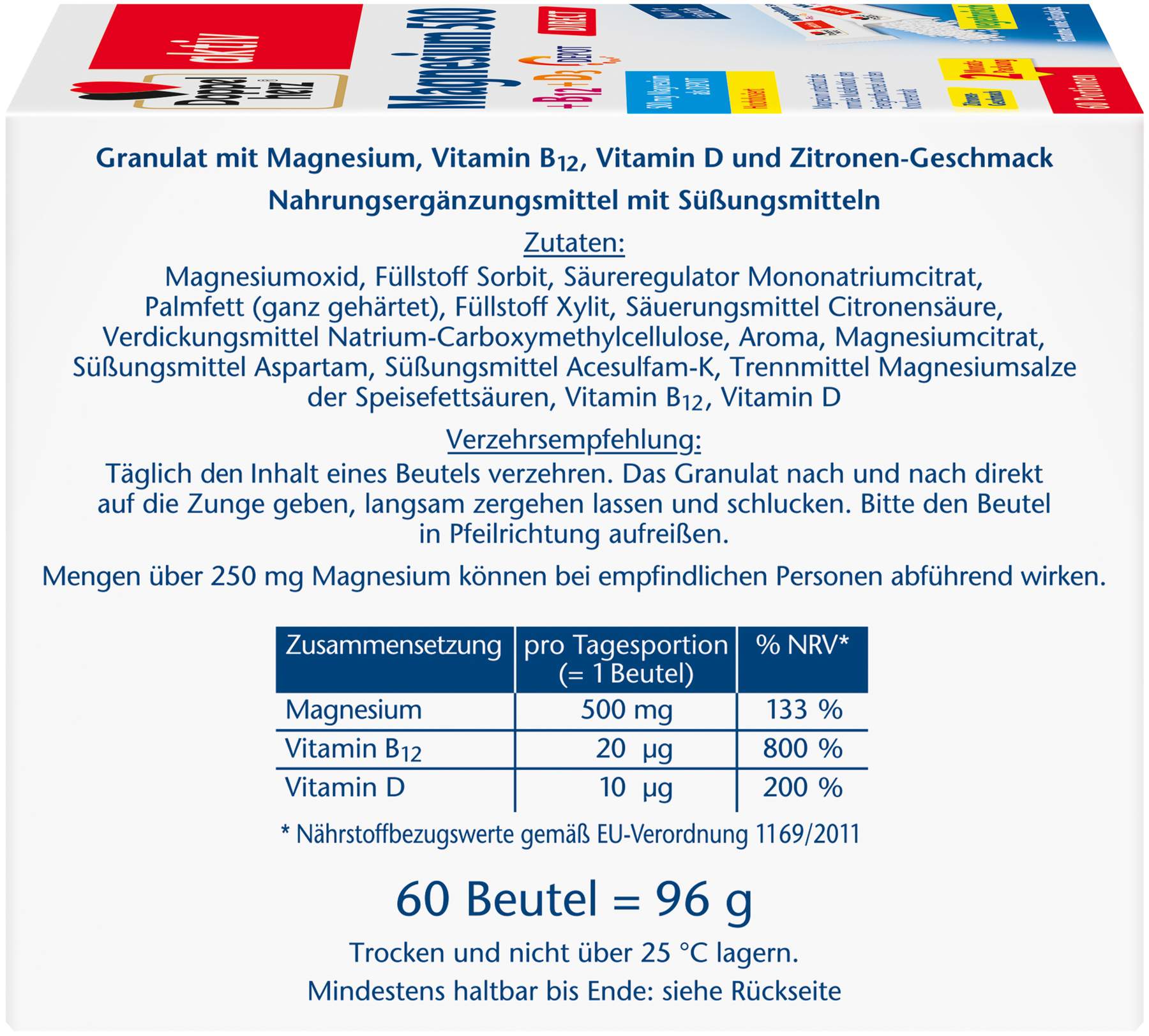 Doppelherz Aktiv Magnesium 500+B12+D3 Depot Direct 60 Portionen