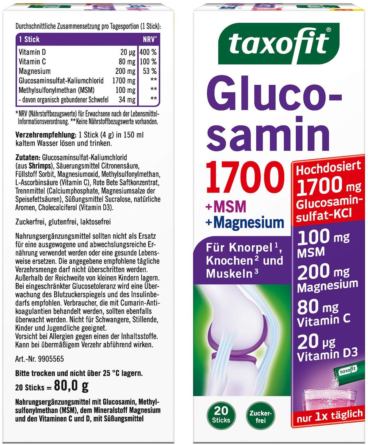 Taxofix Glucosamin 1700 + Msm + Magnesium 20 X 4 G Granulat