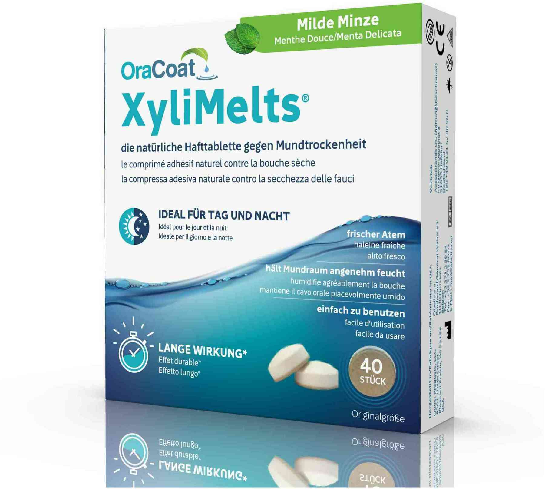 Oracoat Xylimelts Hafttabletten Milde Minze 40 Stück