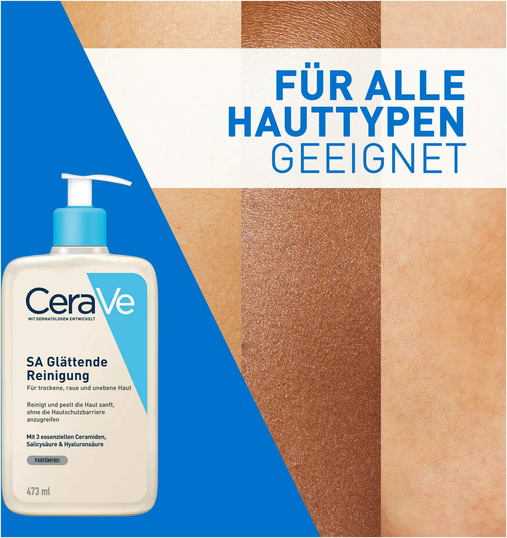 CeraVe SA Glättende Reinigung 473 ml + gratis Feuchtigkeitsspendende Reinigungslotion 20 ml