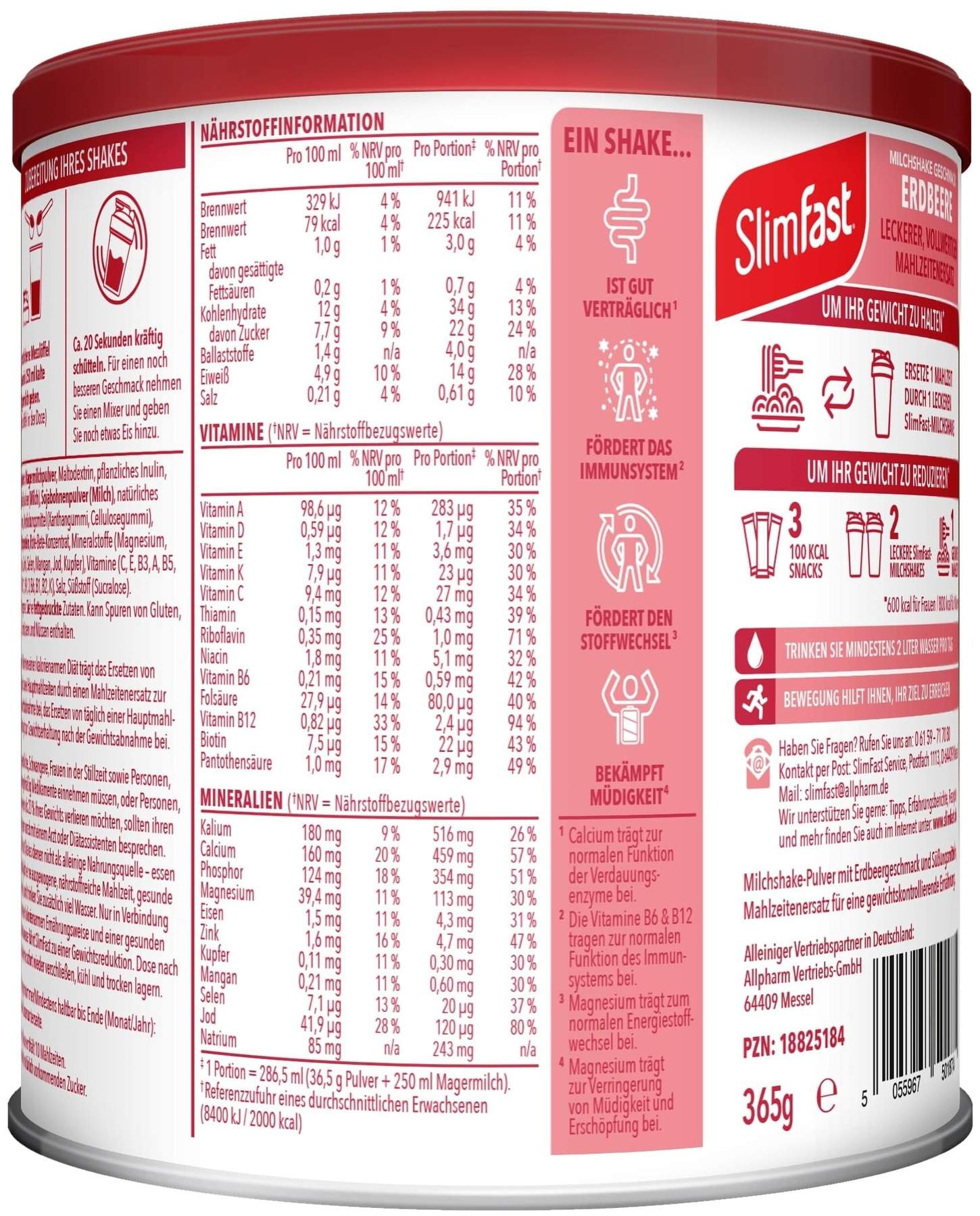 Slim Fast Pulver Erdbeere 365 g