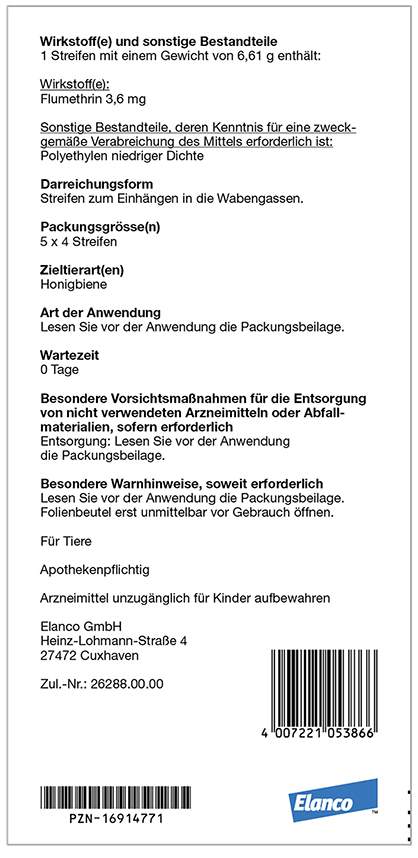 Bayvarol 3,6 mg Streifen für Honigbienen 5 x 4 Strips