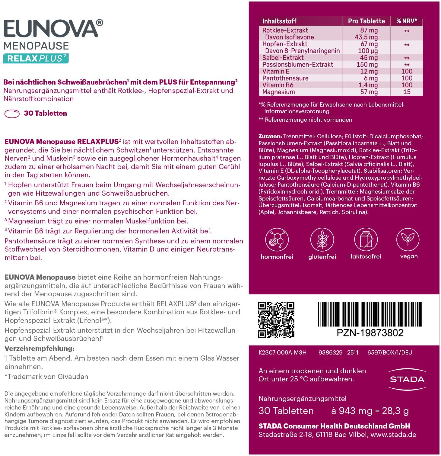 Eunova Menopause Relax Plus 30 Tabletten
