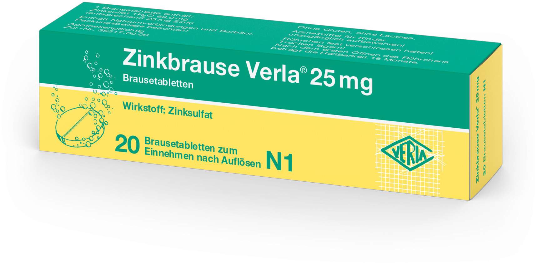Zinkbrause Verla 25 mg  20 Brausetabletten