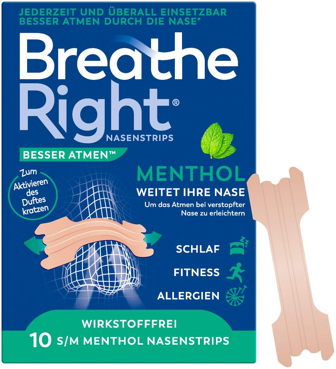 Breathe Right Besser Atmen Nasenpflaster Menthol 10 Stück