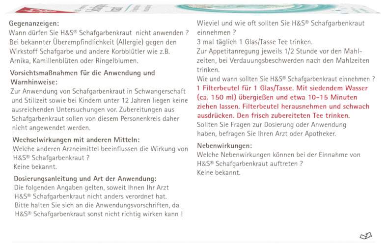 H&S Schafgarbentee 20 Filterbeutel