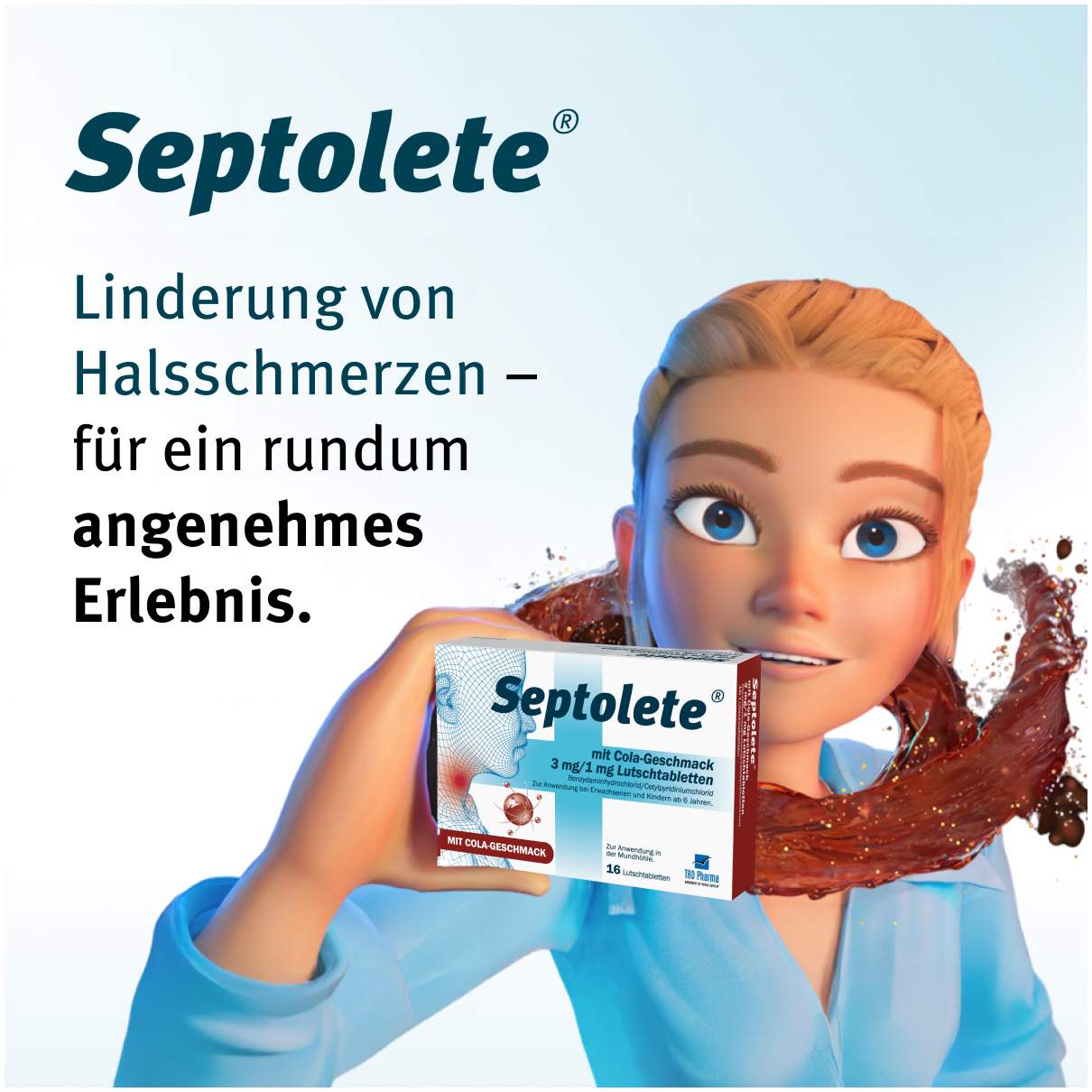 Septolete mit Cola Geschmack 3mg + 1mg  16 Lutschtabletten