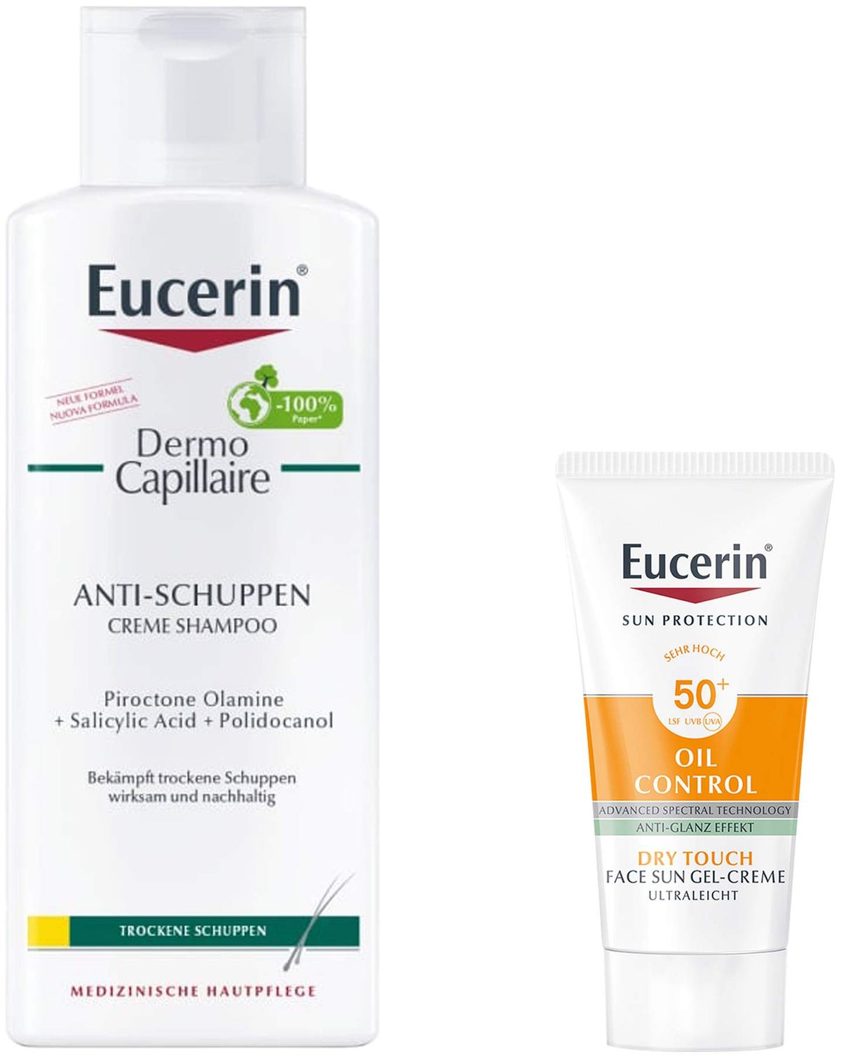 Eucerin Dermo Capillaire Anti - Schuppen Creme Shampoo 250 ml + gratis Eucerin Sun Gelcreme Oil Control 20 ml