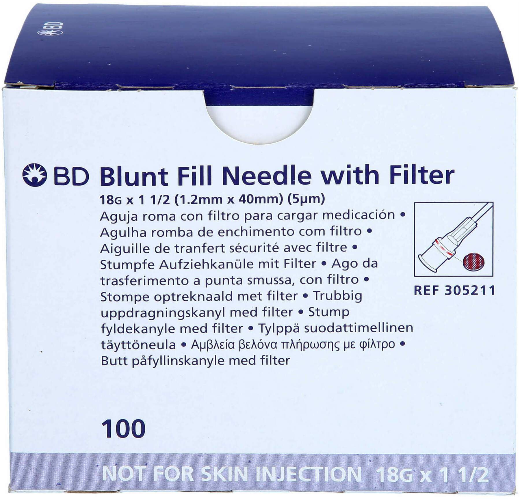 Bd Aufziehkanüle Mit Filter 18 G 1 0,5 1,2 X 40 mm 100 Stück