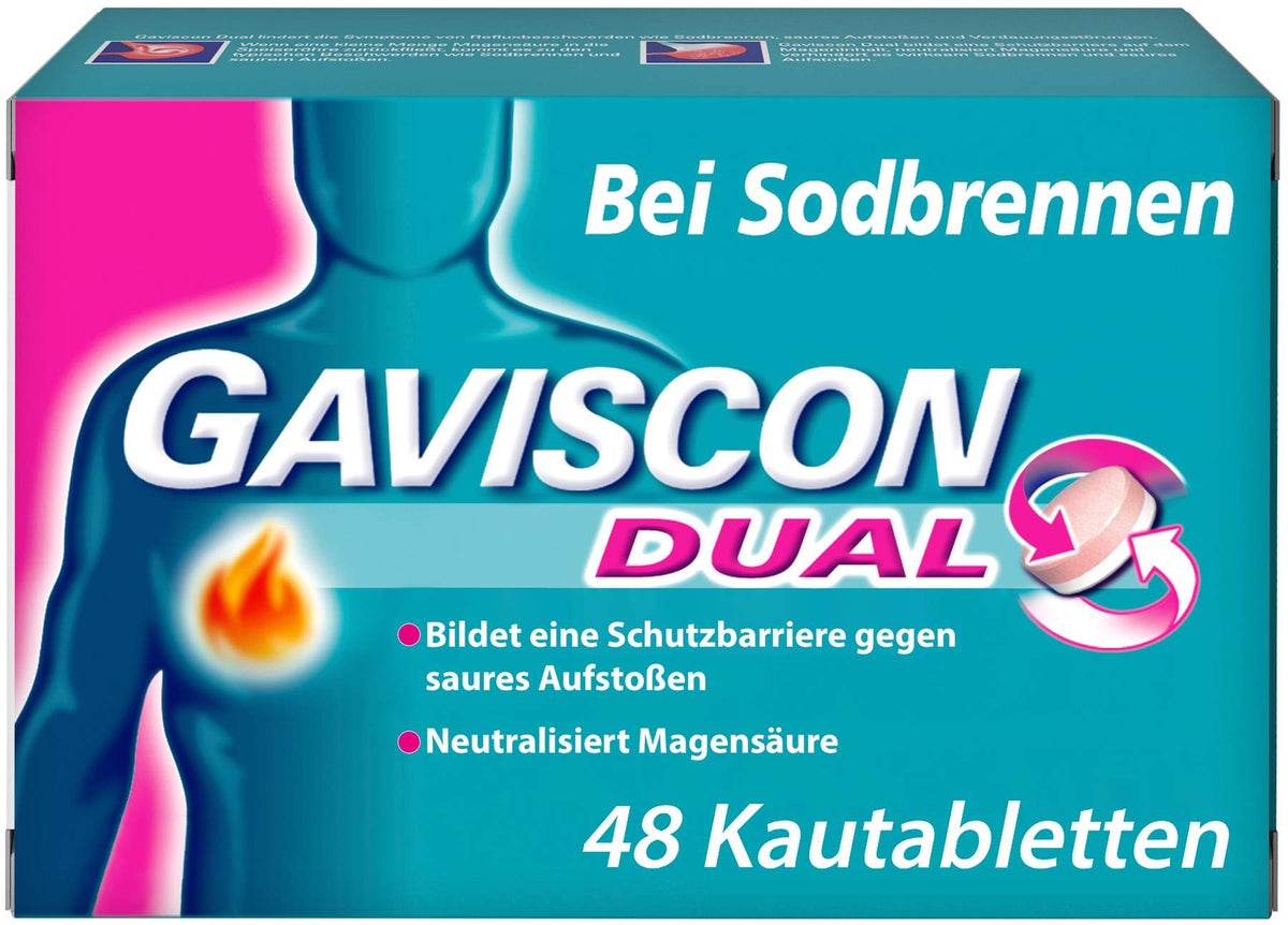 Gaviscon Dual 250 mg - 106,5 mg - 187,5 mg 48 Kautabletten