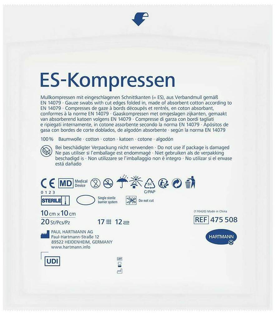 Es-Kompressen Steril 10 X 10 cm 5 X 20 Kompressen