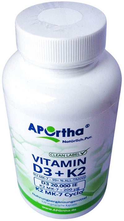 Vitamin D3 20.000 I.E.+k2 200 µg 120 Kapseln