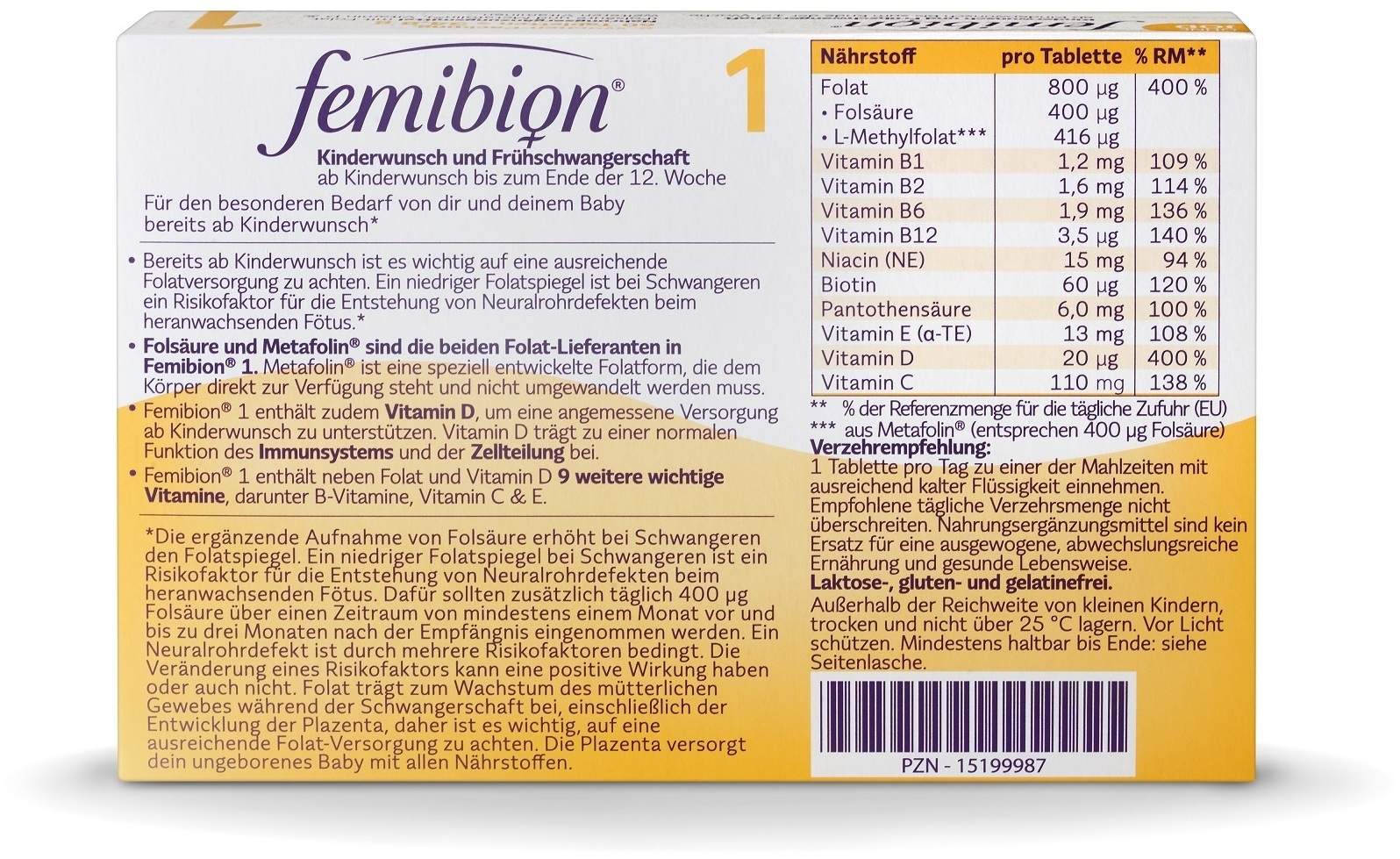 Femibion 1 Kinderwunsch und Frühschwangerschaft ohne Jod 60 Tabletten