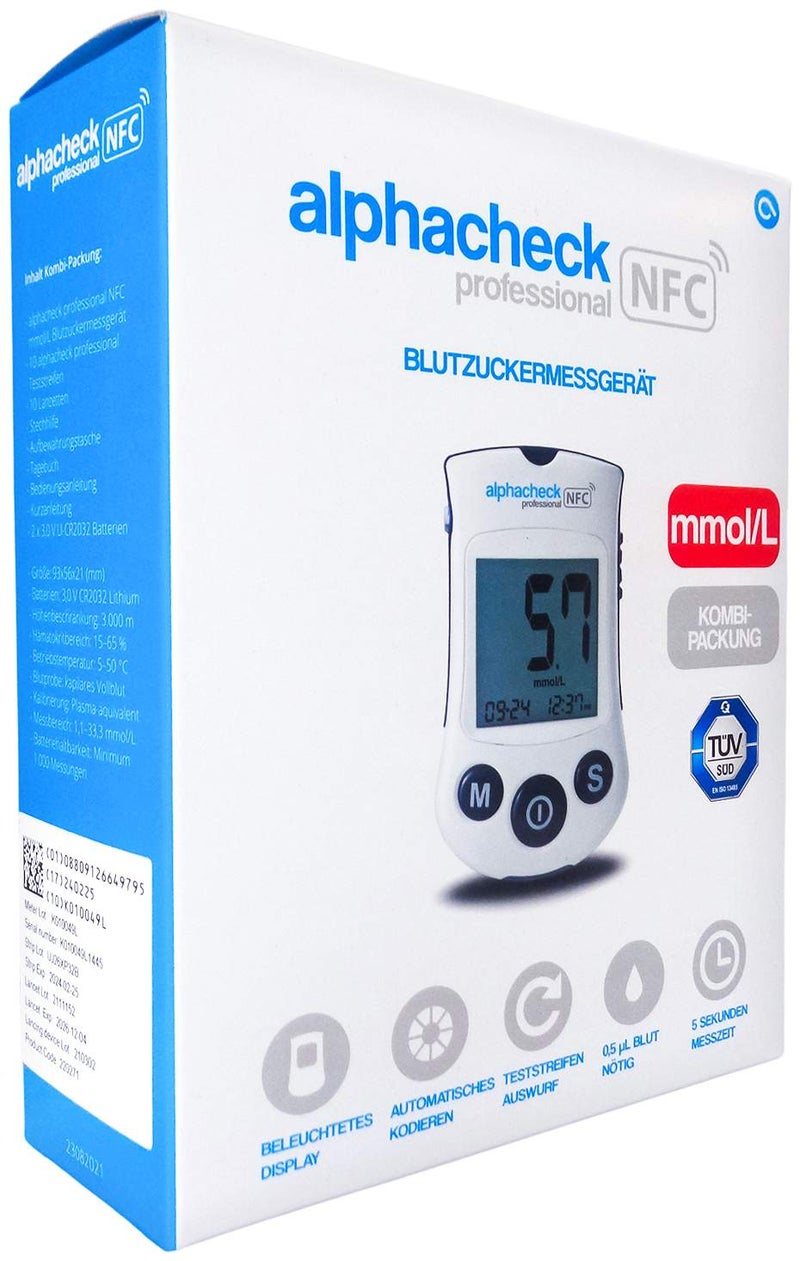 Alphacheck Professional Blutzuckermeßgerät Mmol Je L Kombipack