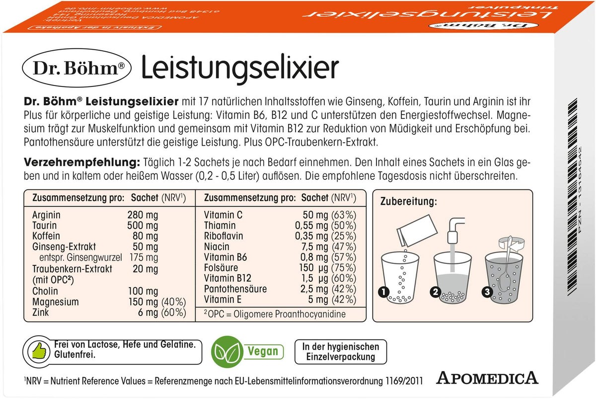 Dr. Böhm Leistungs - Elixier Brausegranulat 14 Beutel