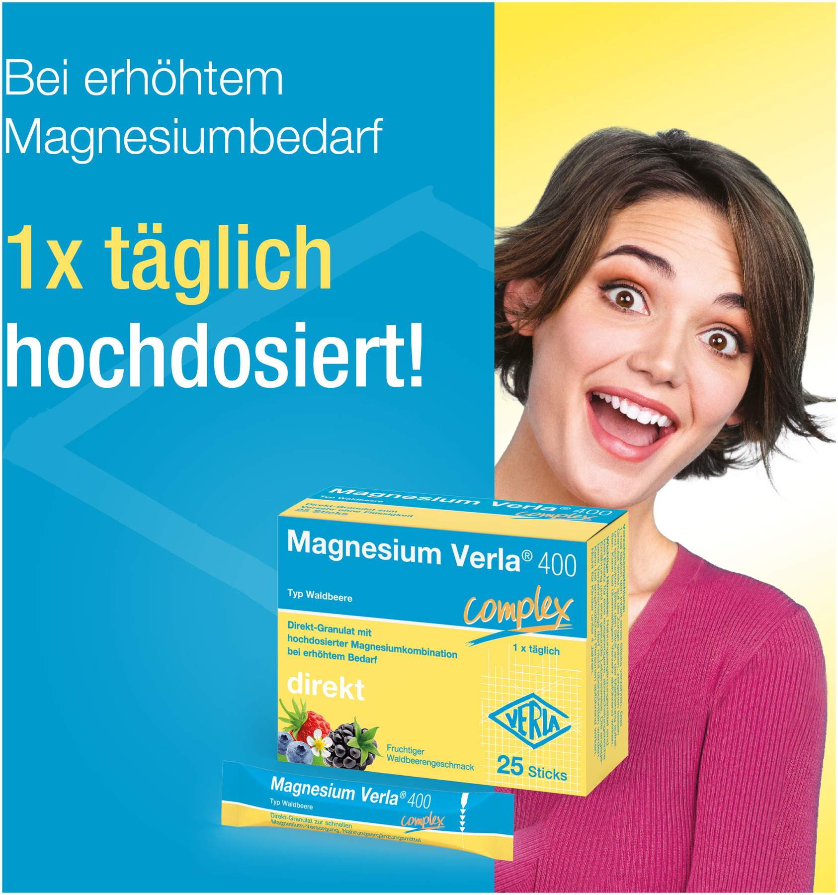 Magnesium Verla 400 Waldbeere Direkt-Granulat 25 Sticks