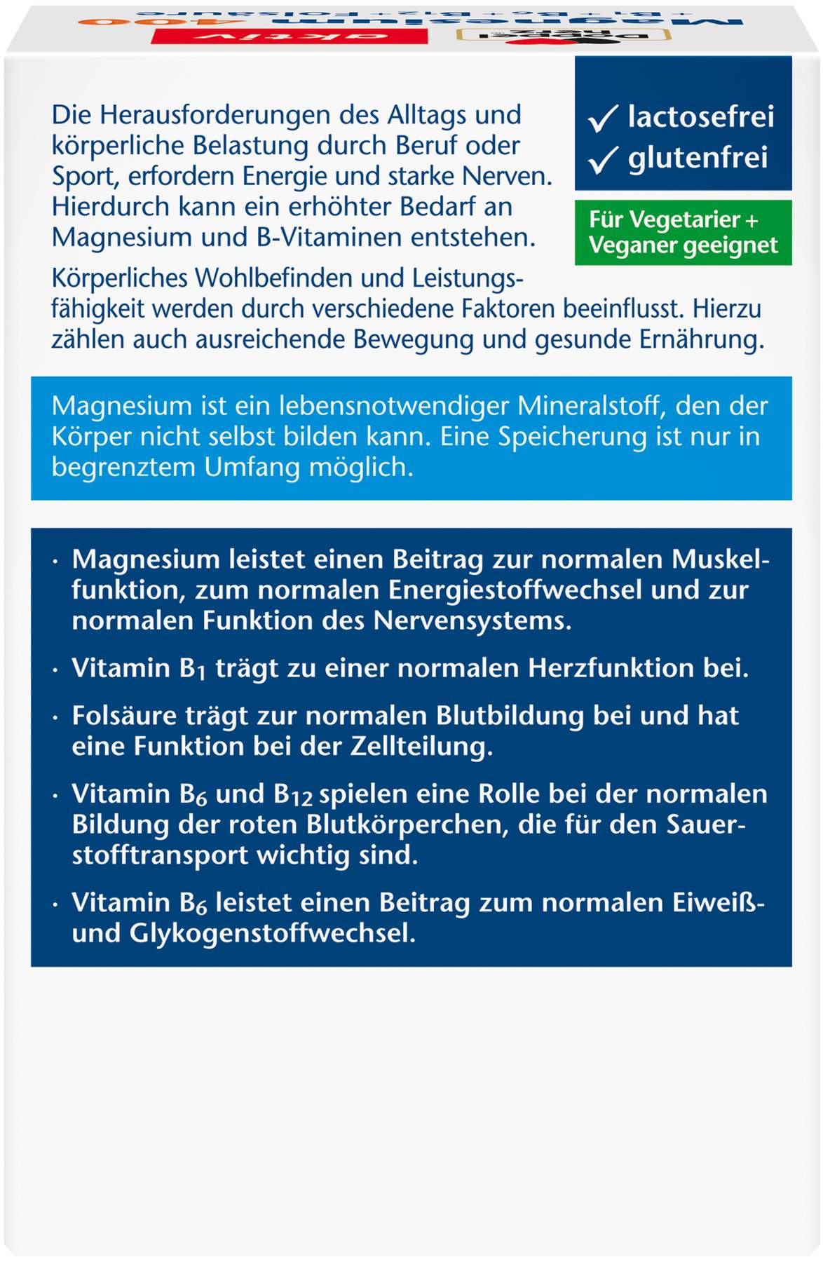 Doppelherz aktiv Magnesium 400 mg + B1 + B6 + B12 + Folsäure 60 Tabletten