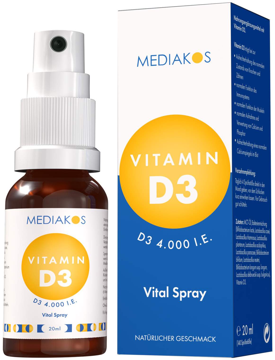 Vitamin D3 4000 I.E. Mediakos Vital Spray 20 ml