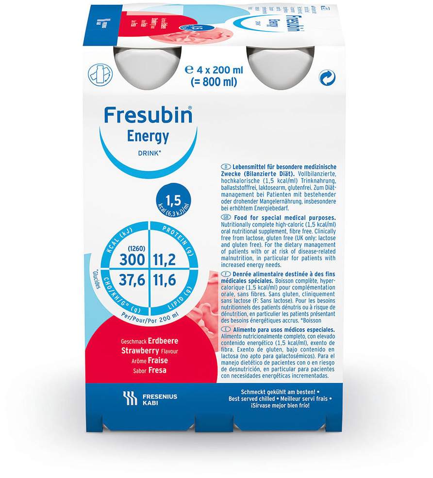Fresubin Energy Drink Erdbeere Trinkflasche 4 X 200 ml