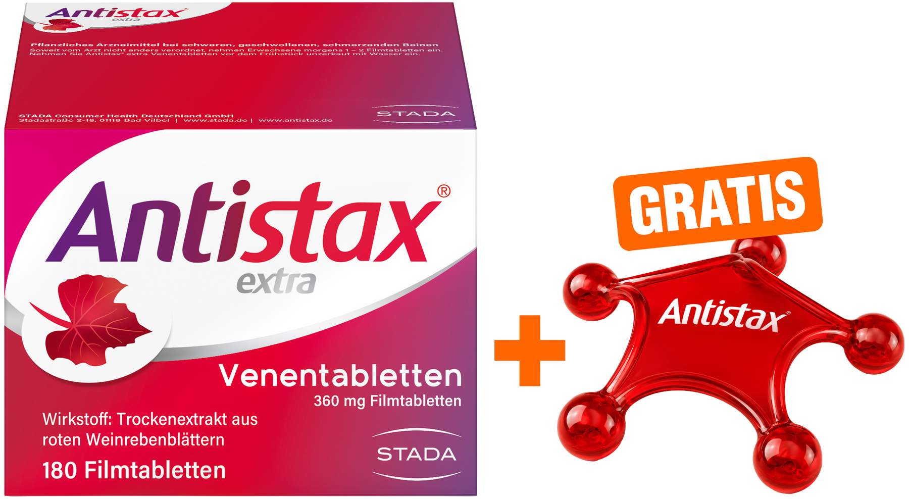 Antistax extra 180 Filmtabletten + gratis Massagestern
