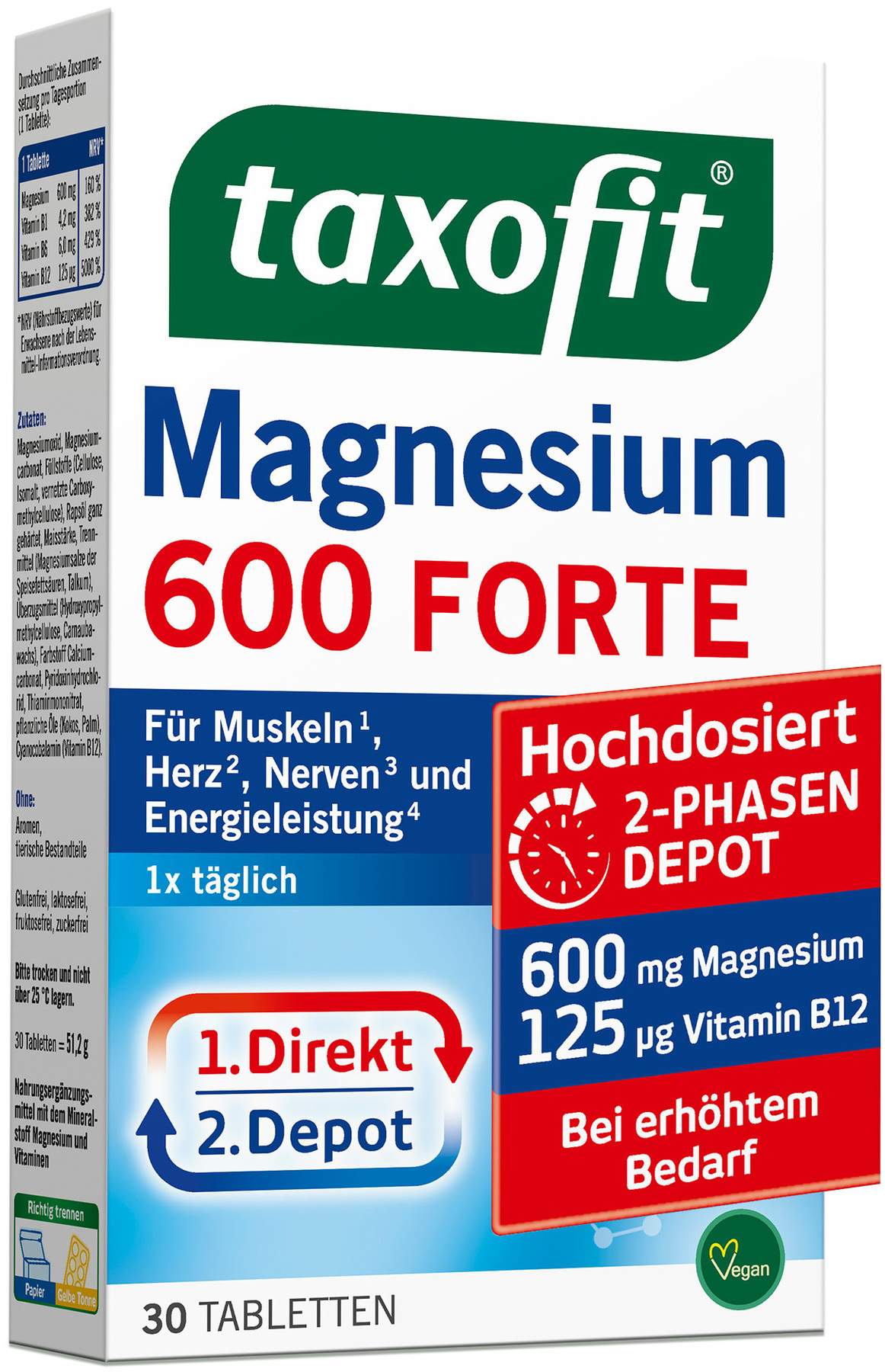 Taxofit Magnesium 600 Forte 2 Phasen Depot 30 Tabletten