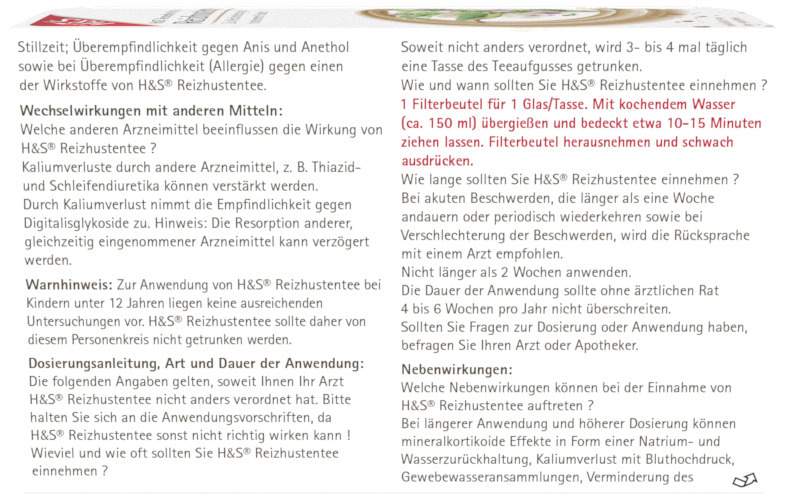 H&S Reizhustentee 20 Filterbeutel