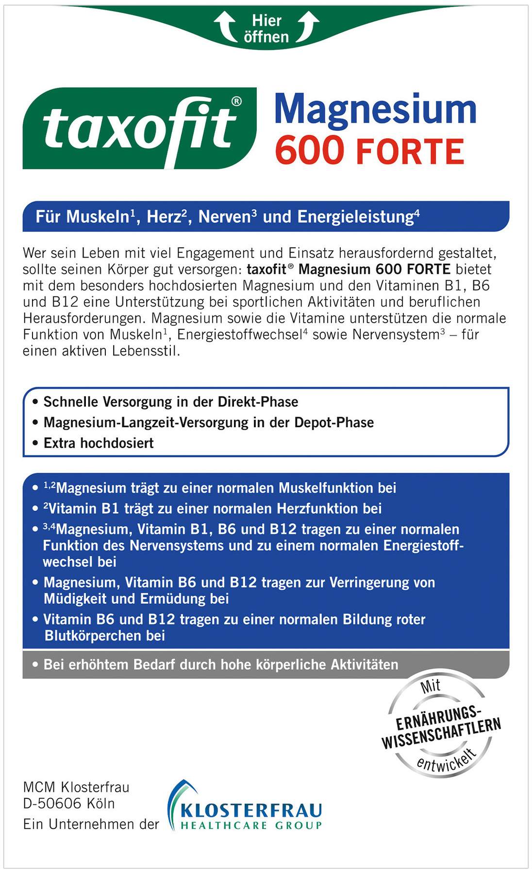 Taxofit Magnesium 600 Forte 2 Phasen Depot 30 Tabletten