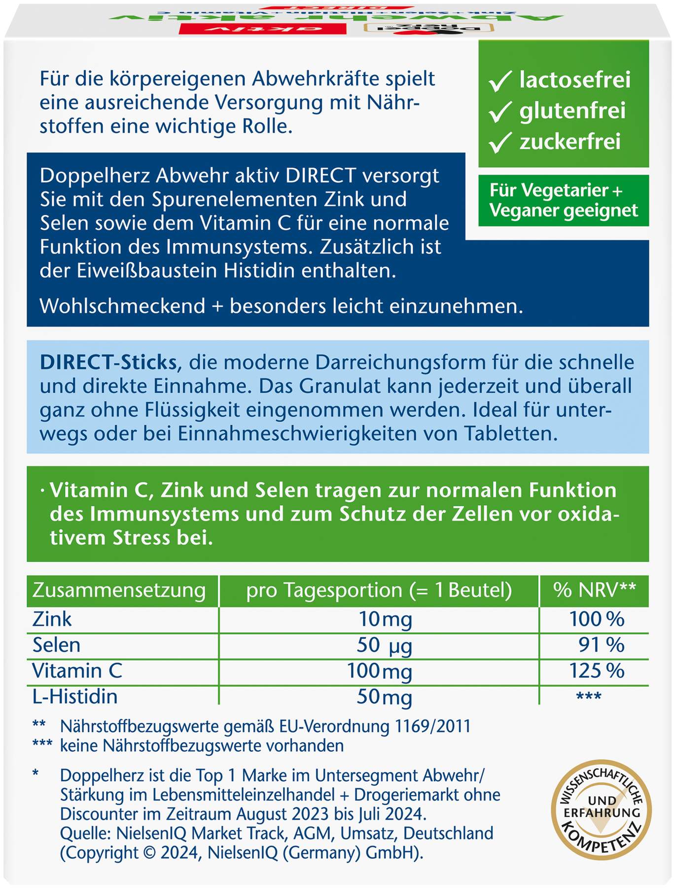 Doppelherz aktiv Abwehr Direct Zink und Selen Histidin 20 Pellets