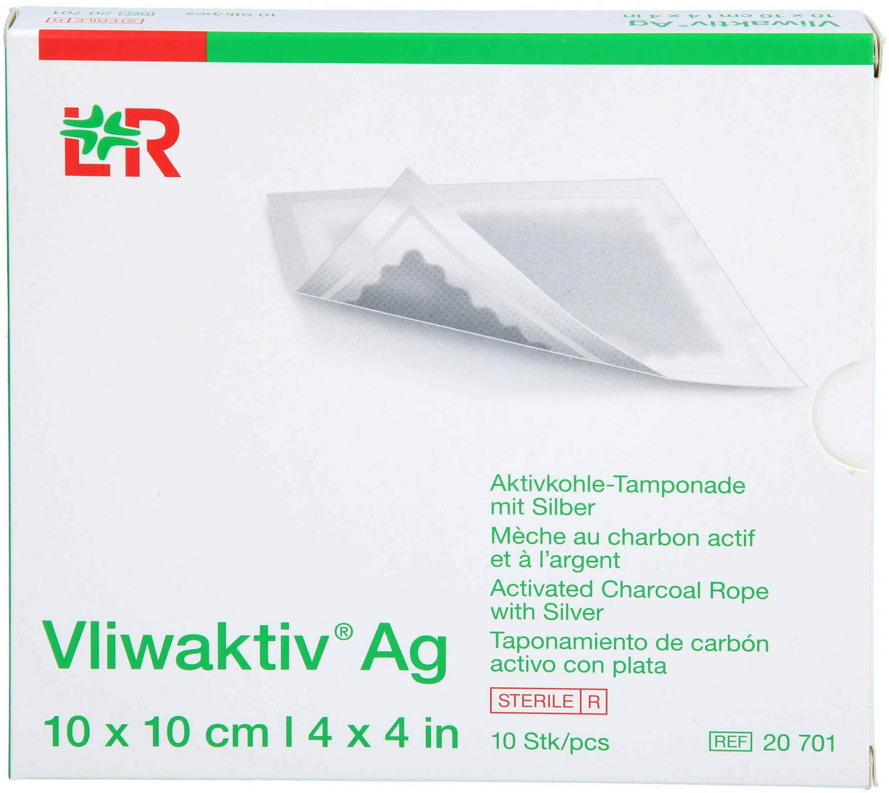 Vliwaktiv AG Aktivkohle Tampon.M.Silber 10 X 10 cm 10 Stück