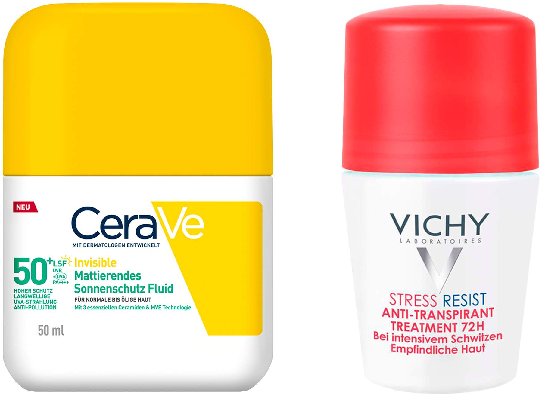 CeraVe Mattierendes Sonnenschutz Fluid LSF 50+ 50 ml + gartis Vichy Deo Stress Resist 72h 50 ml