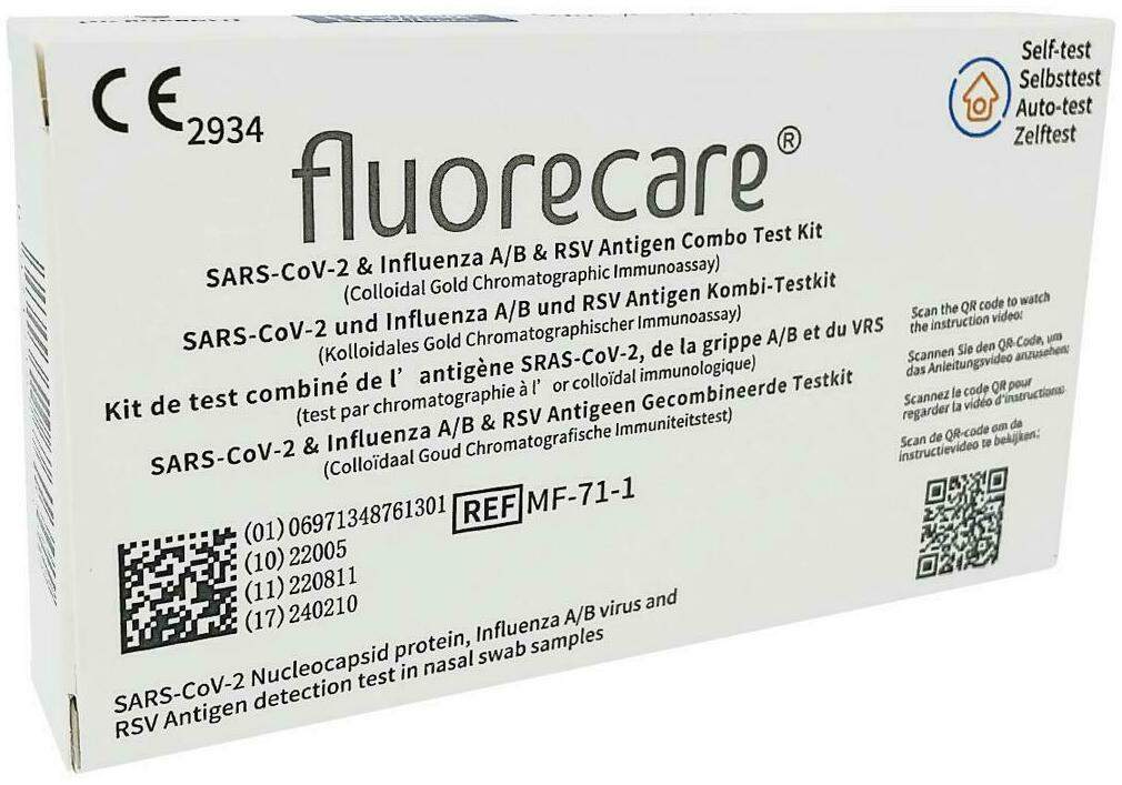 Fluorecare 4in1 Test Covid Antigen Influenza A+B & RSV Virus 1 Test