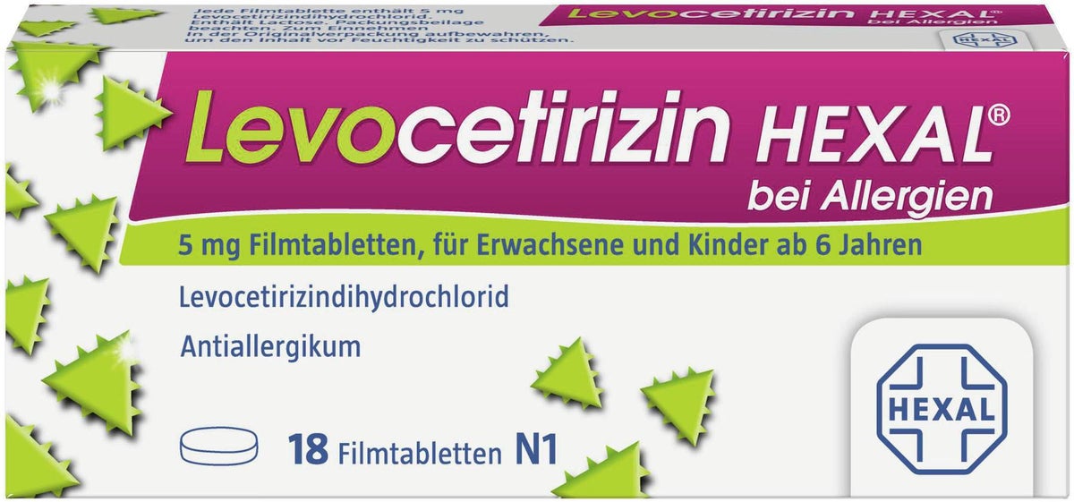 Levocetirizin Hexal bei Allergien 5 mg 18 Filmtabletten