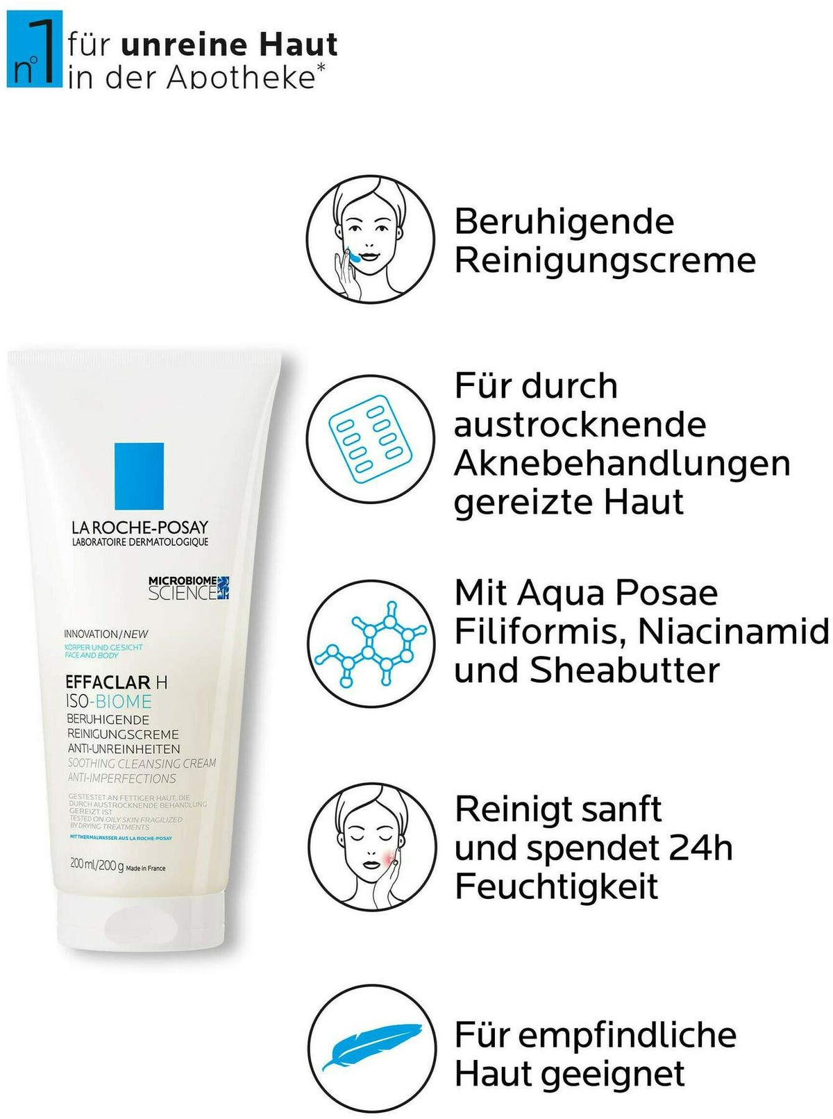 La Roche Posay Effaclar H Iso-Biome Reinigungscreme 200 ml