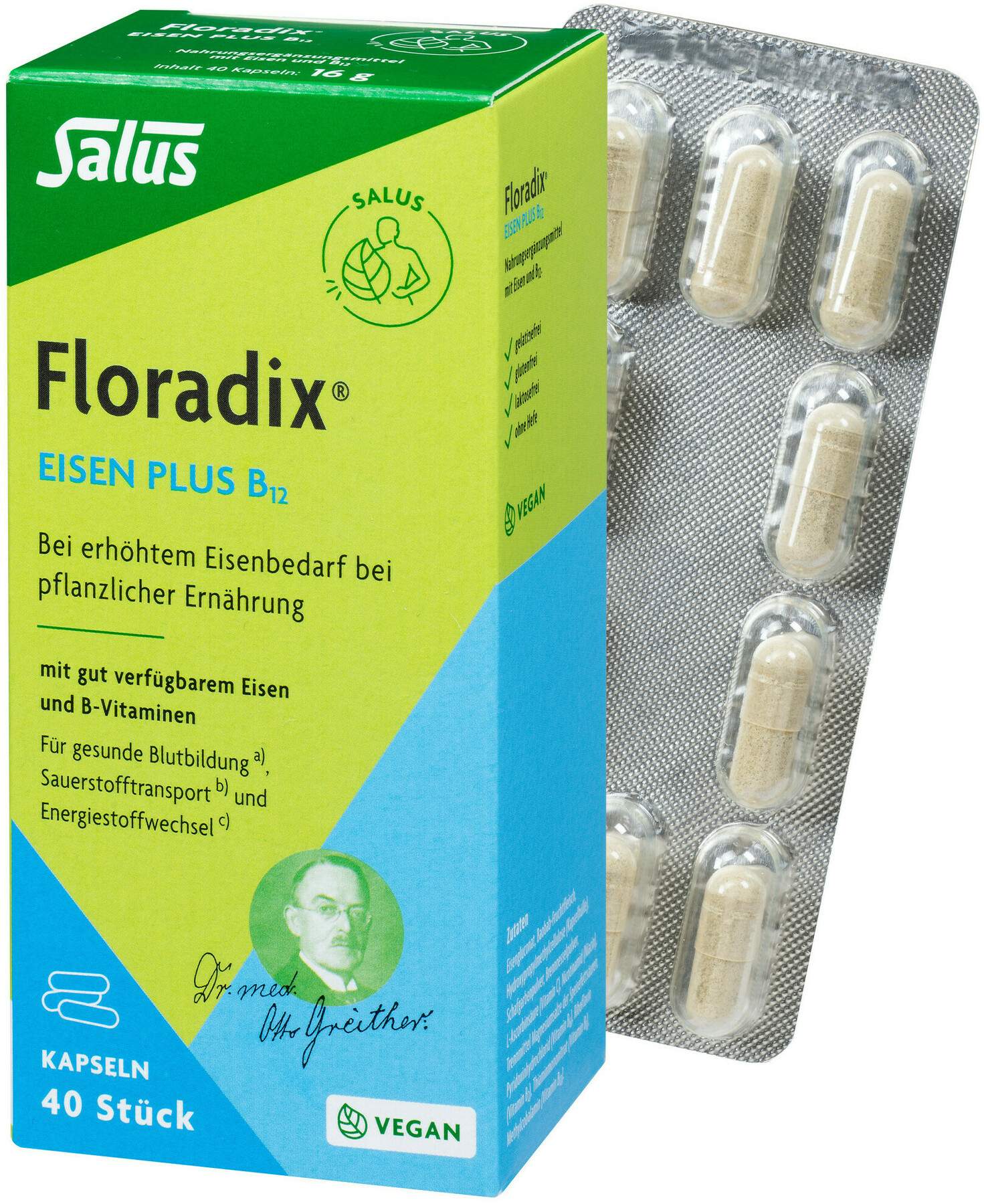 Floradix Eisen Plus B12 Vegan 40 Kapseln