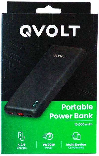 QVolt Portable Powerbank 10.000 mAh mit USB-A und USB-C Anschluss