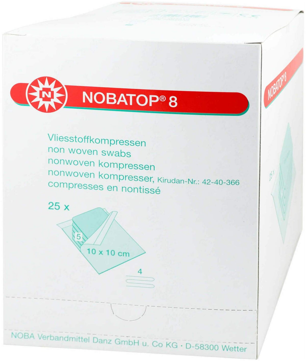 Nobatop 8 10 X 10 cm Steril 25 X 5 Kompressen