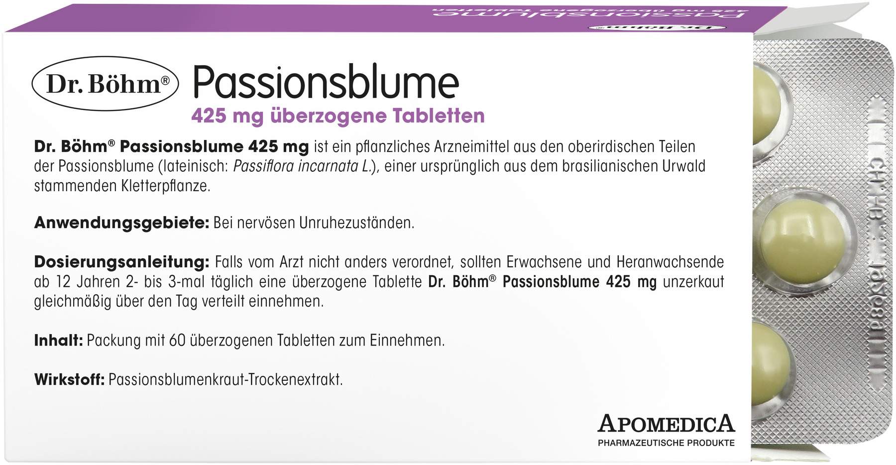 Böhm Passionsblume 425 mg 60 Überzogene Tabletten