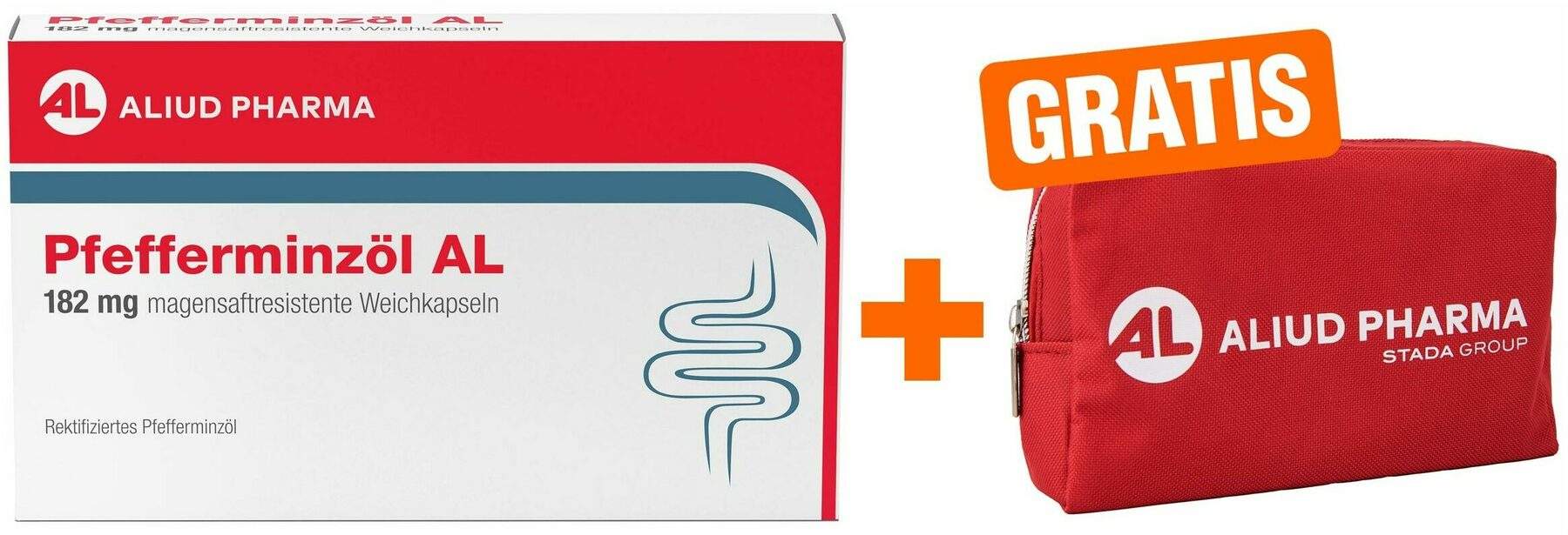 Pfefferminzöl AL 182 mg magensaftresistente Weichkapseln 60 Stück + gratis Medikamententasche 1 Stück