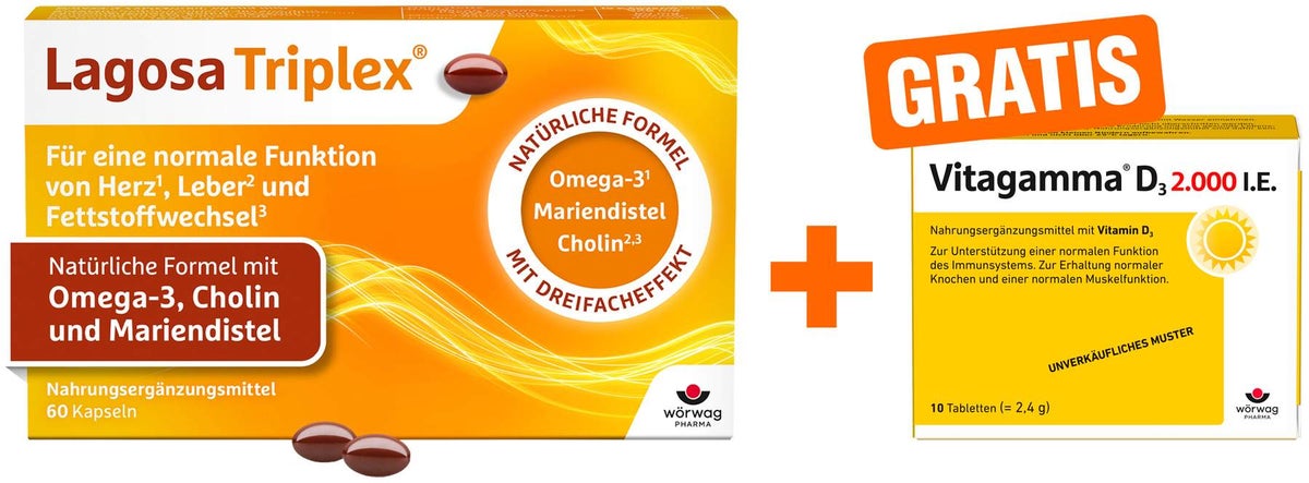 Lagosa Triplex 60 Weichkapseln + gratis Vitagamma D3 2000 I.E. 10 Tabletten
