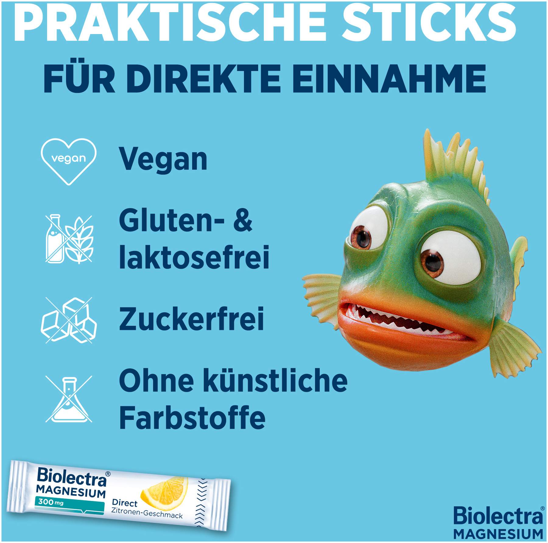 Biolectra Magnesium 300 mg Direct Zitronengeschmack 60 Beutel